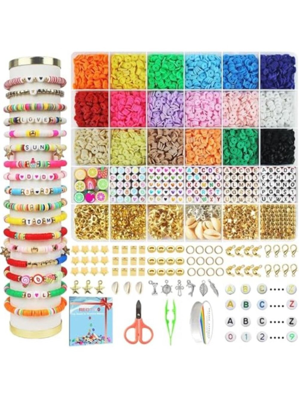 5100 Clay Beads Bracelet Making Kit, Flat Preppy Beads for Friendship Jewelry